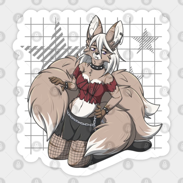 Punk Rock Kitsune Fox Girl Sticker by Fennek
